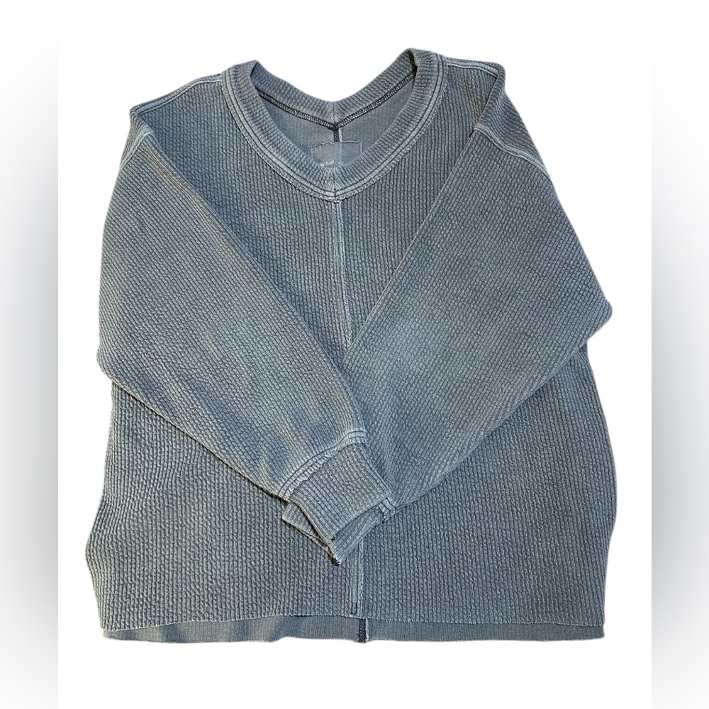 Aerie Gray Ribbed Crew Neck Sweater